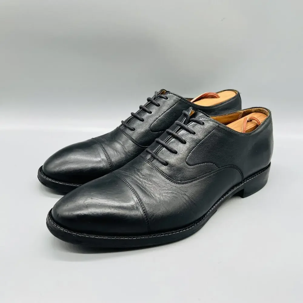 Beckett Simonon Shoes Mens 9 Black Leather Cap Toe Oxford Dress Handmade Classic